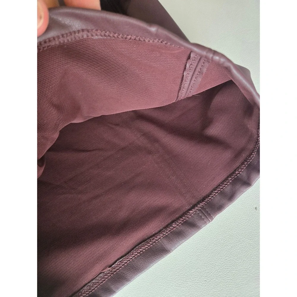 Victoria's Secret Burgundy Faux Leather Flare Pants L Y2K Office Siren 90s Chic